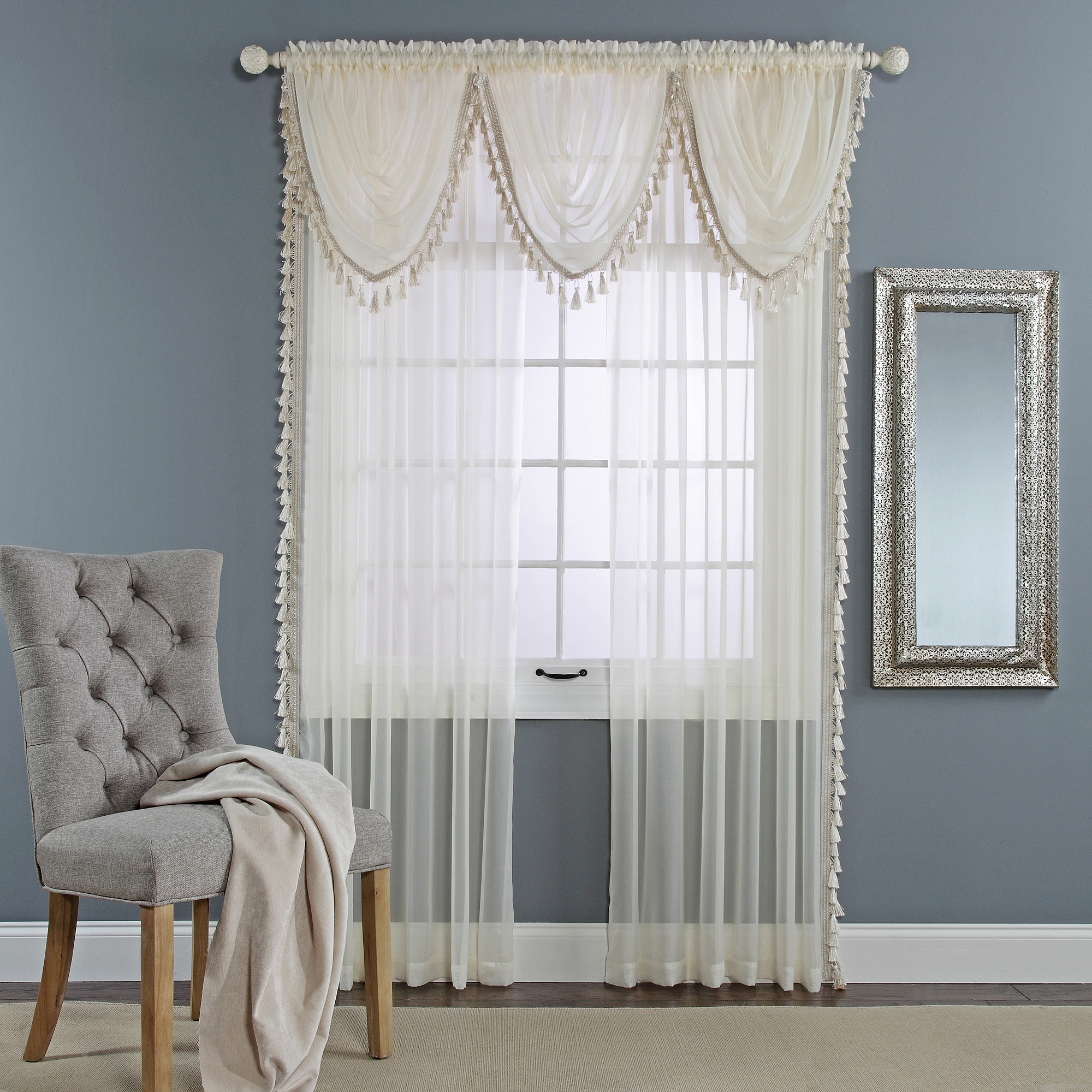 Generic Charlotte Sheer Waterfall Valance With T Walmart.com Generic Charlotte Sheer Waterfall Valance With T Walmart.com